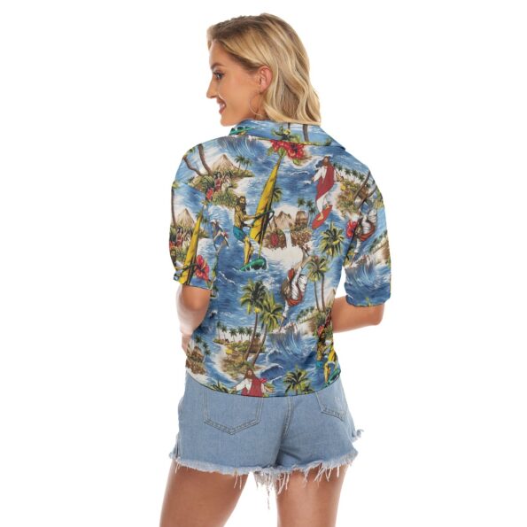 Jesus Surfing Tropical Hawaiian Crop Top Shirt For Women VinCo