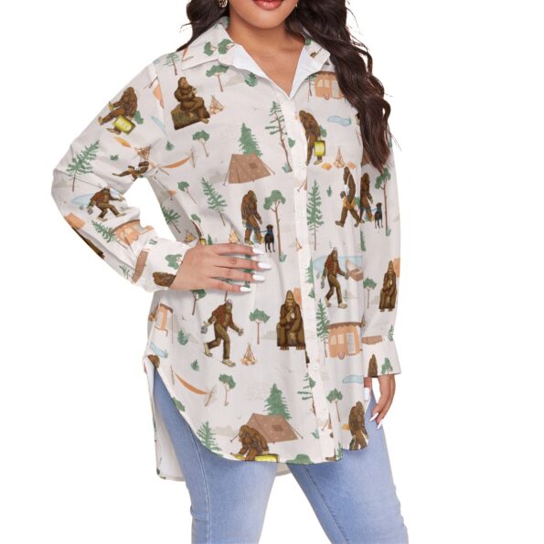 Women S Camping With Bigfoot Plus Size Hawaiian Shirt Vinco Hawaiian